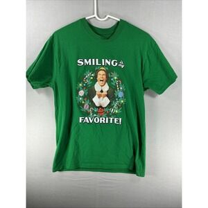 Elf T Shirt Men Smiling Is My Favorite Green Tee Cotton Cotton Poly Crew Medium